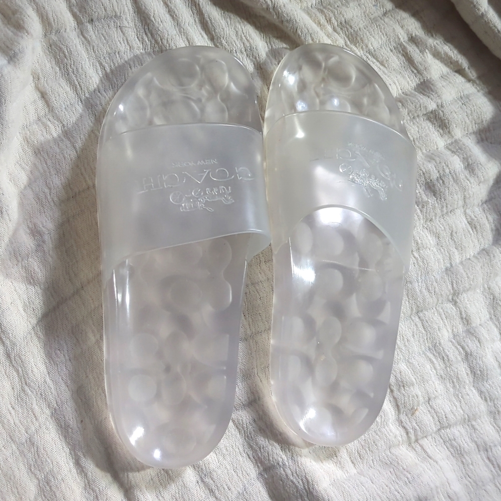Coach Clear Jelly Slide Sandals in Translucent White